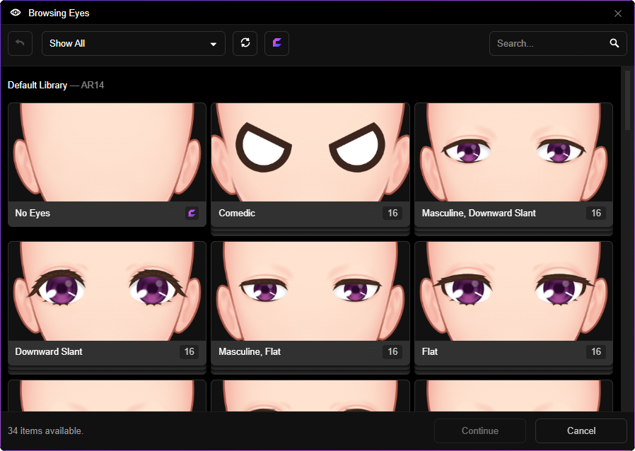 Browsing Eye Templates